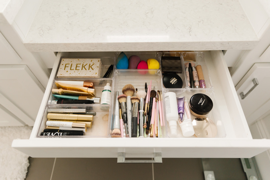 makeup drawer organized
