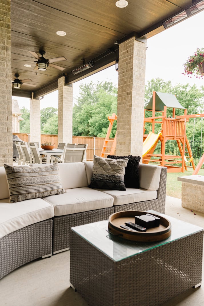 back patio with playset
