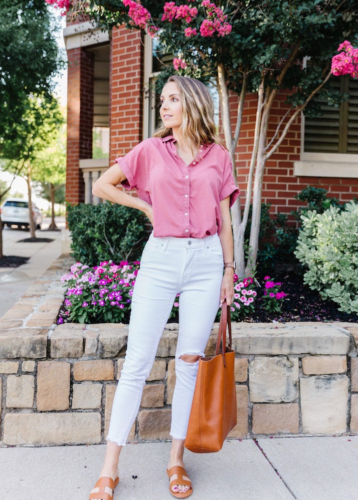 button up shirt amazon white jeans outfit