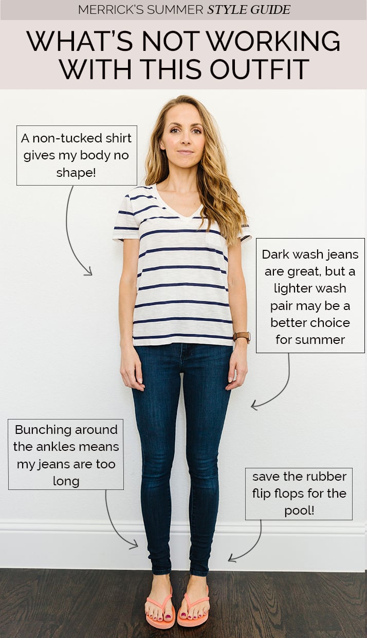 blue jeans and striped tee