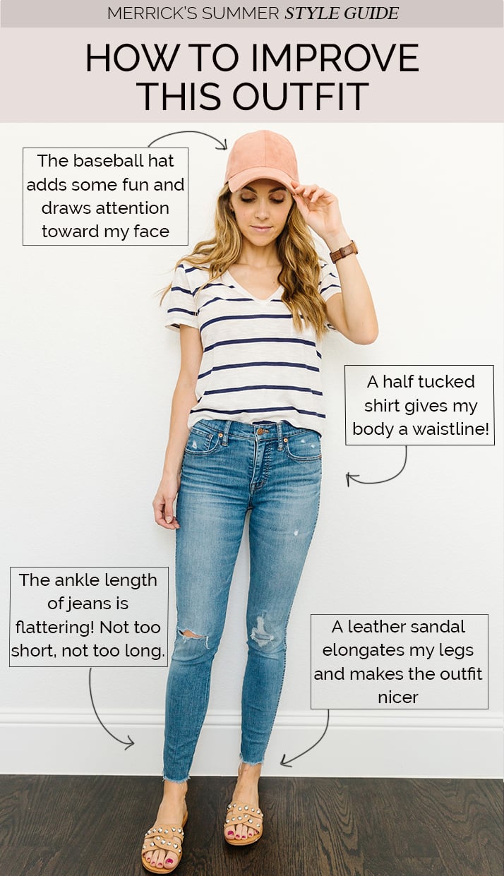 blue jeans and striped tee