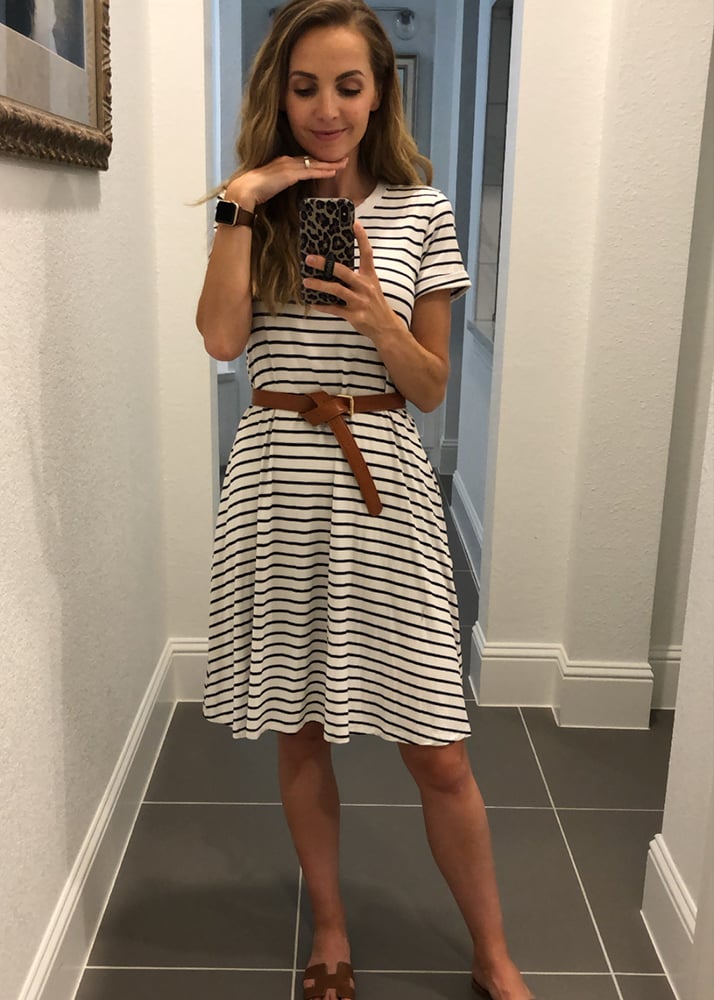 striped t-shirt dress