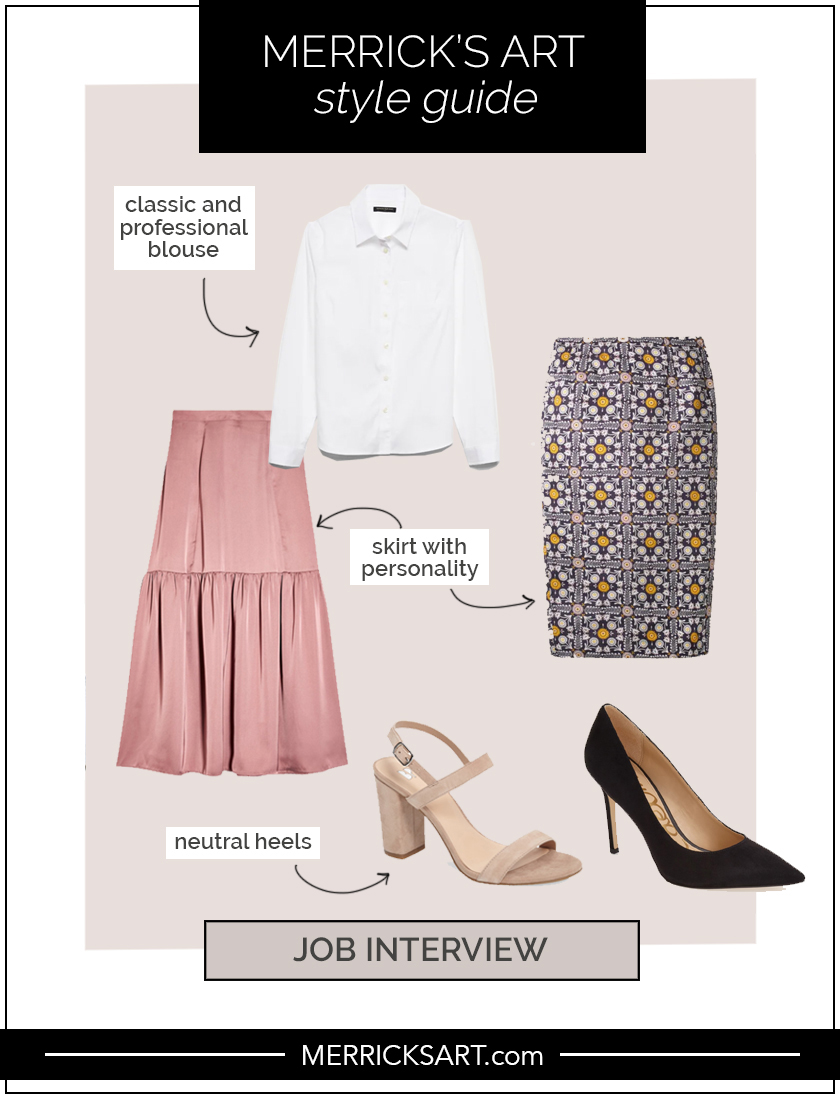 skirt and blouse collage work outfit