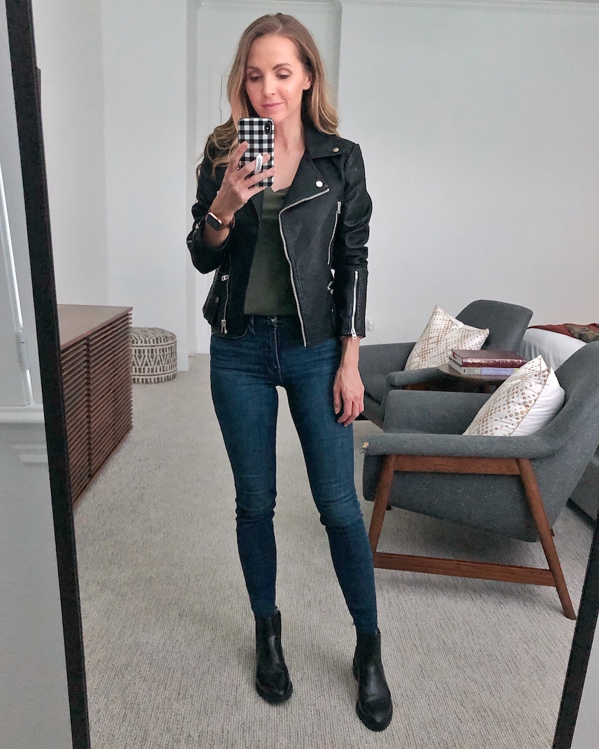 black leather jacket