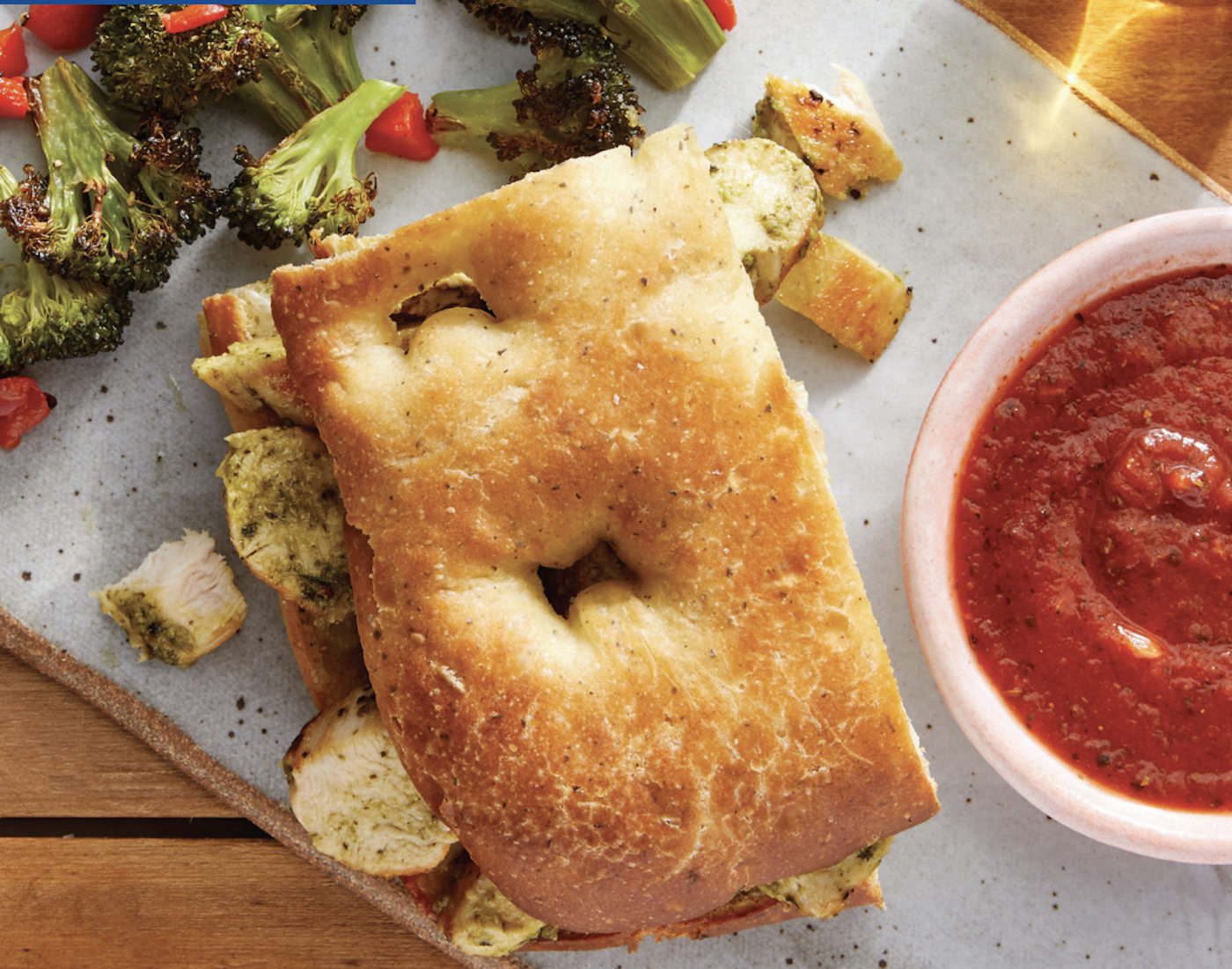 weekly menu - foccacia pesto sandwiches
