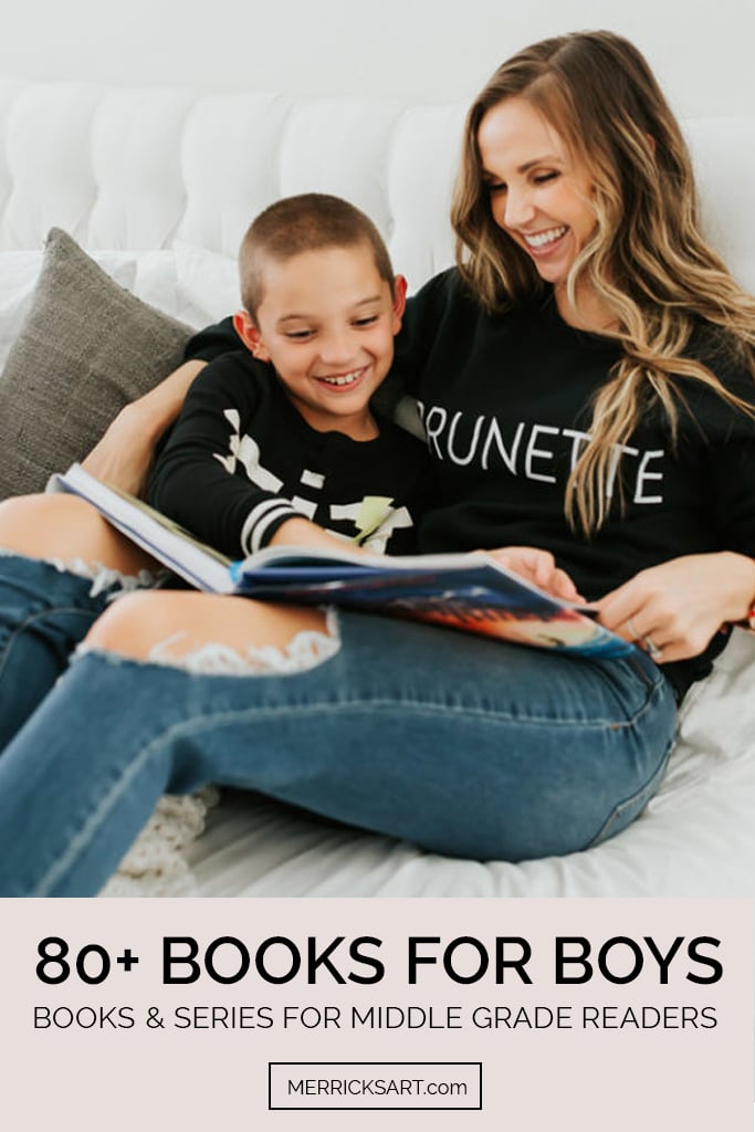 Books for boys - mom and son reading on the bed