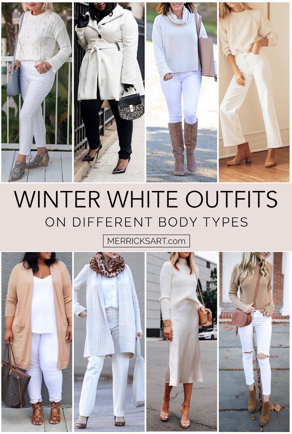 winter whites outfits on different ages and body types