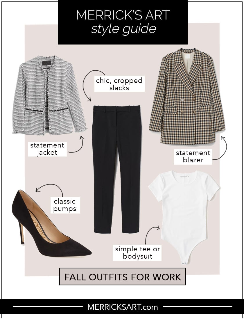 collage of outfits for work
