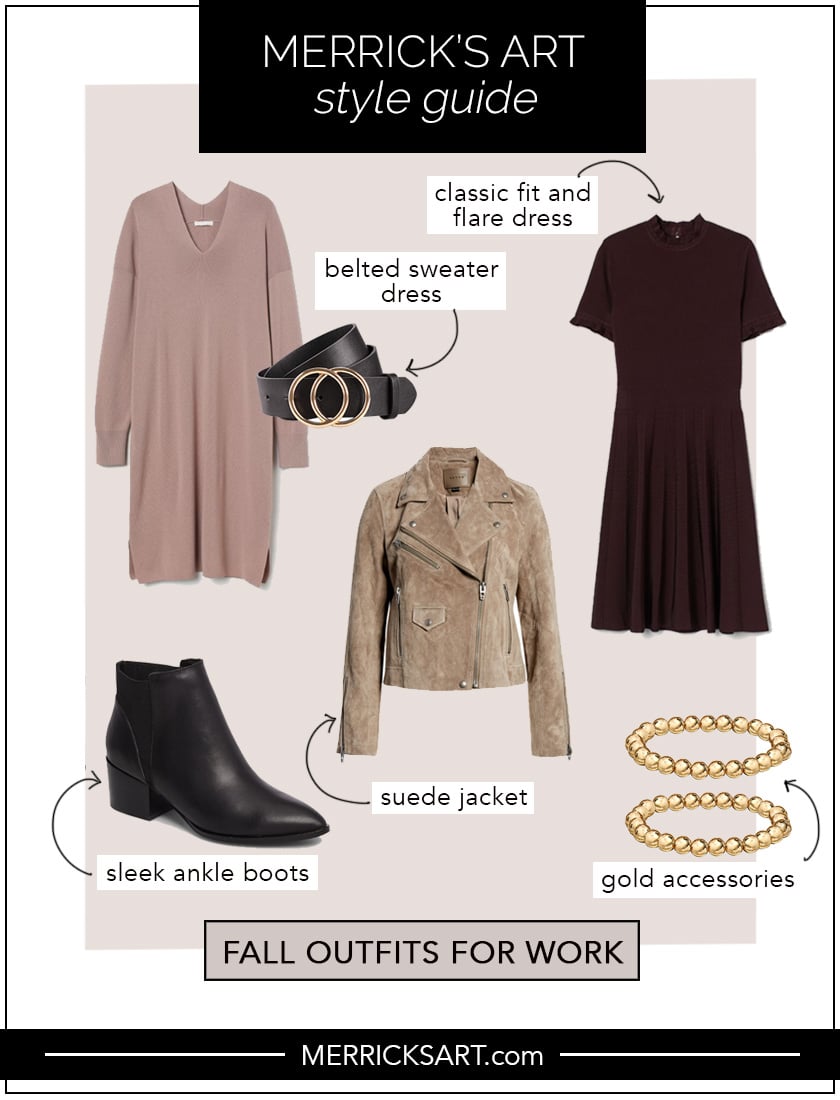 collage of outfits for work