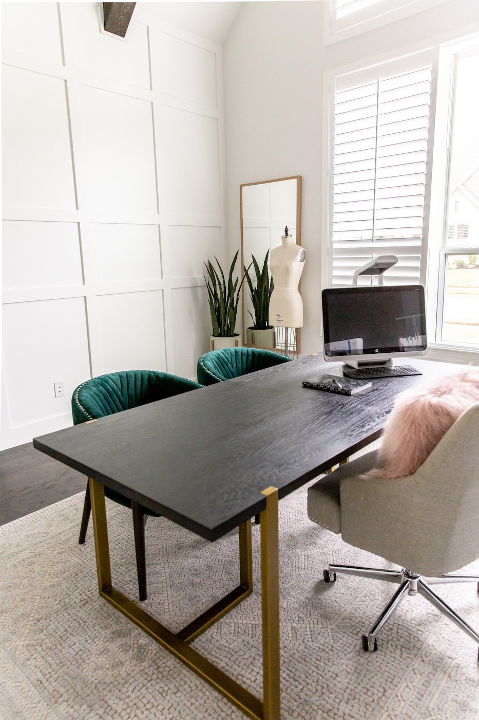 home office with wainscot moulding