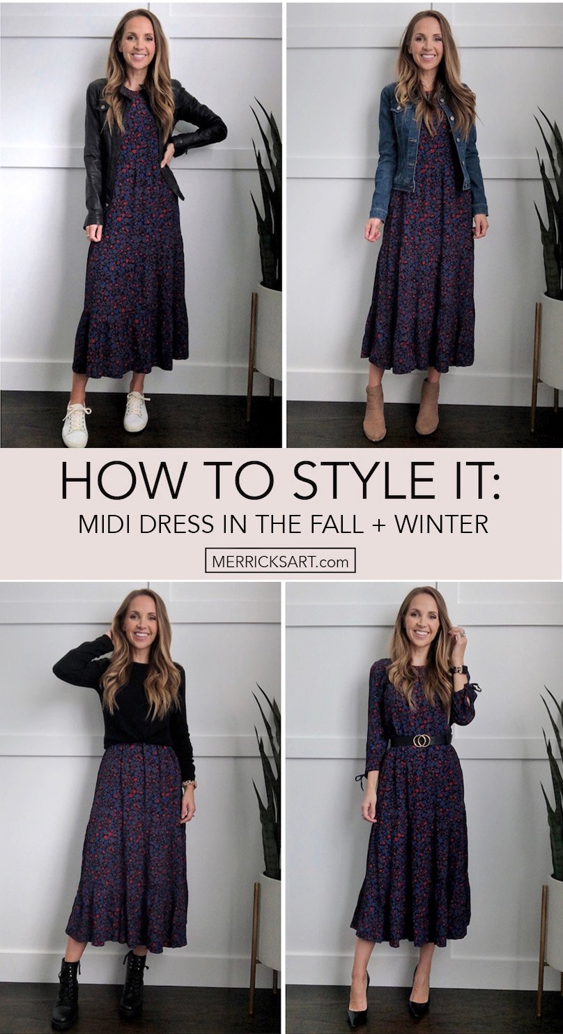 how to wear a midi dress in the fall and winter