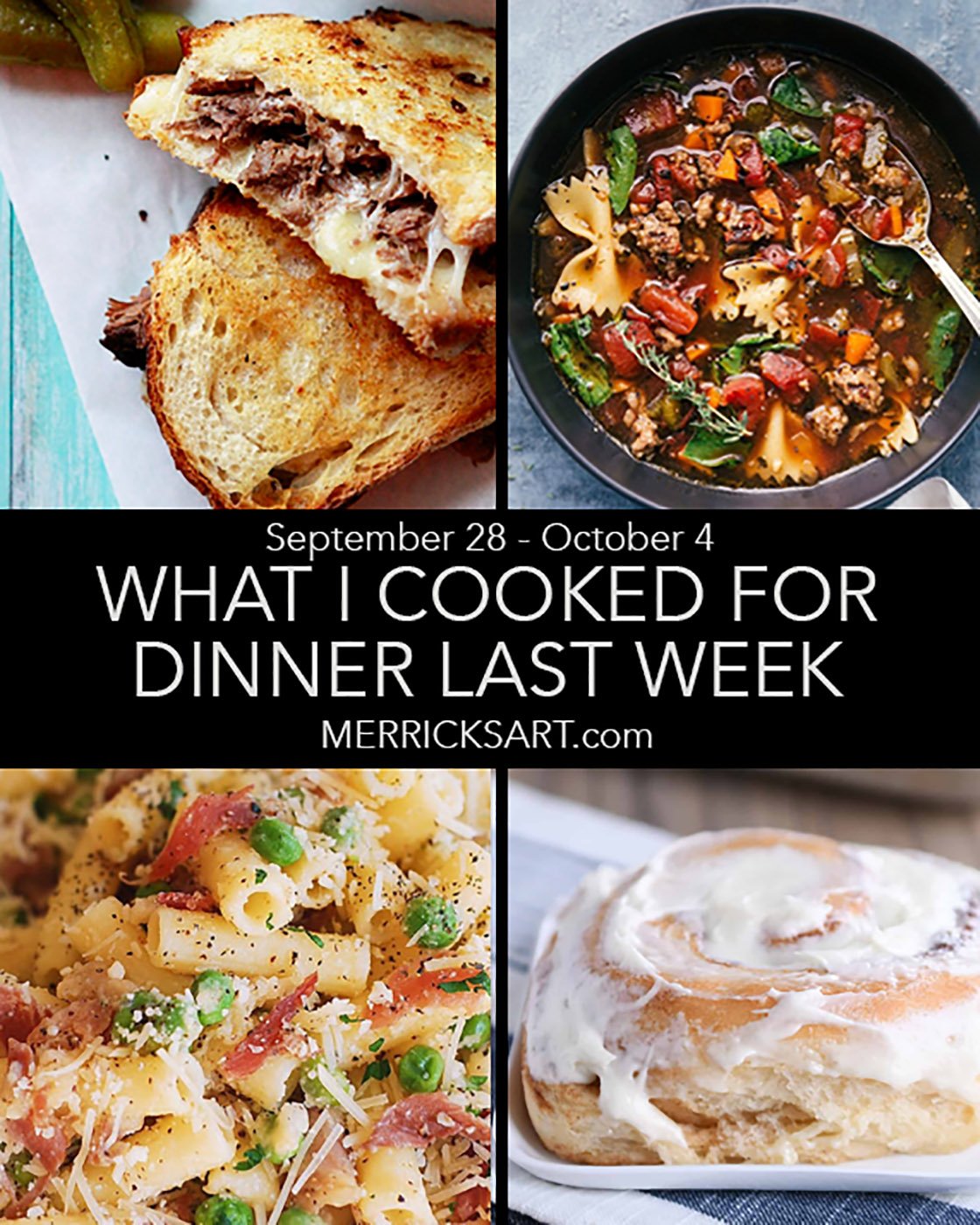 collage of weekly menu items
