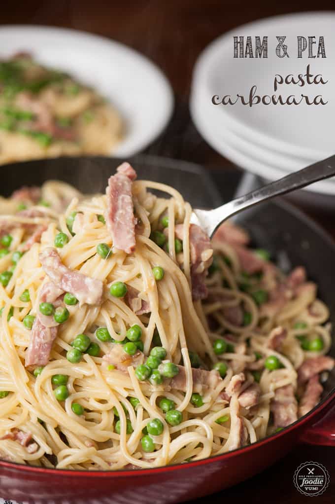 dinner ideas: ham and pea pasta