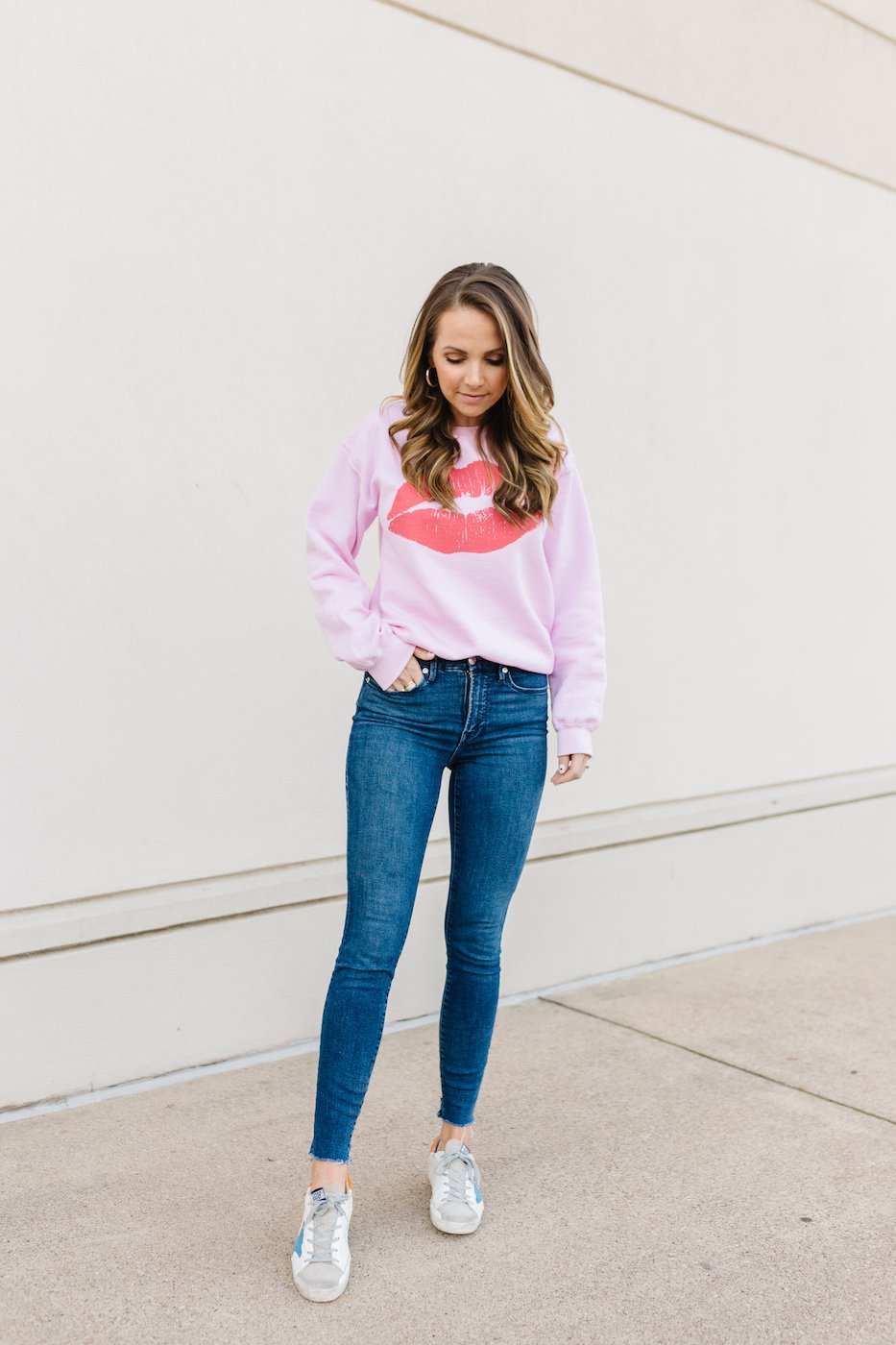 lips sweatshirt - Valentine's Day outfit ideas