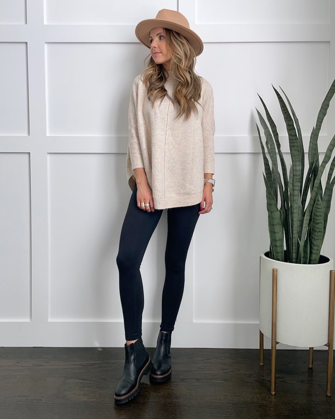 black leggings with sweater
