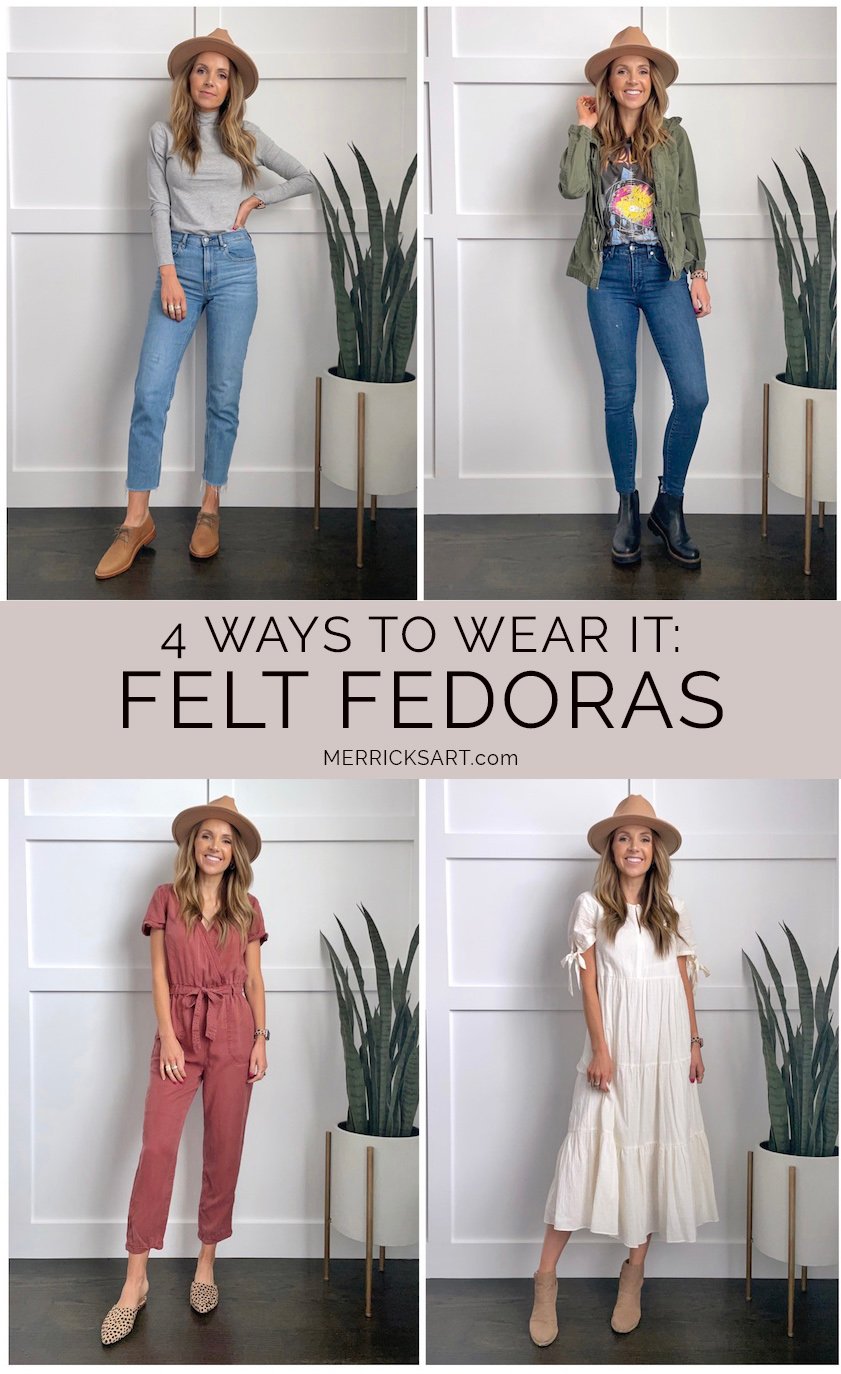 4 cute felt fedora outfits
