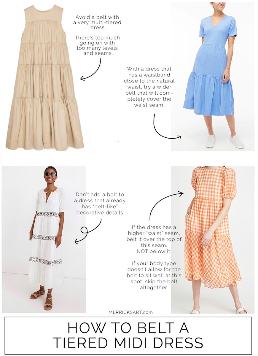 how to belt a midi tiered dress