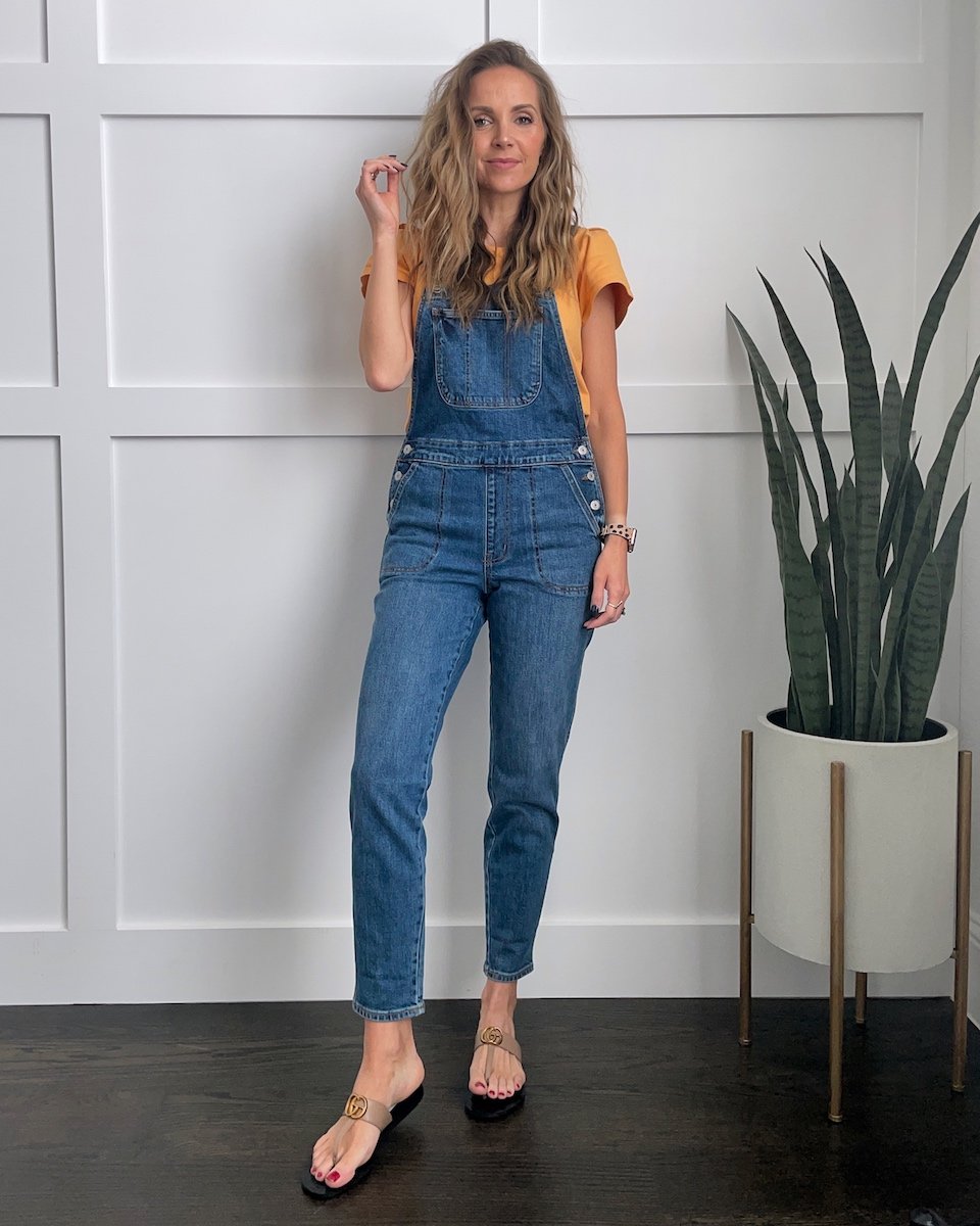 flutter sleeve outfit with overalls