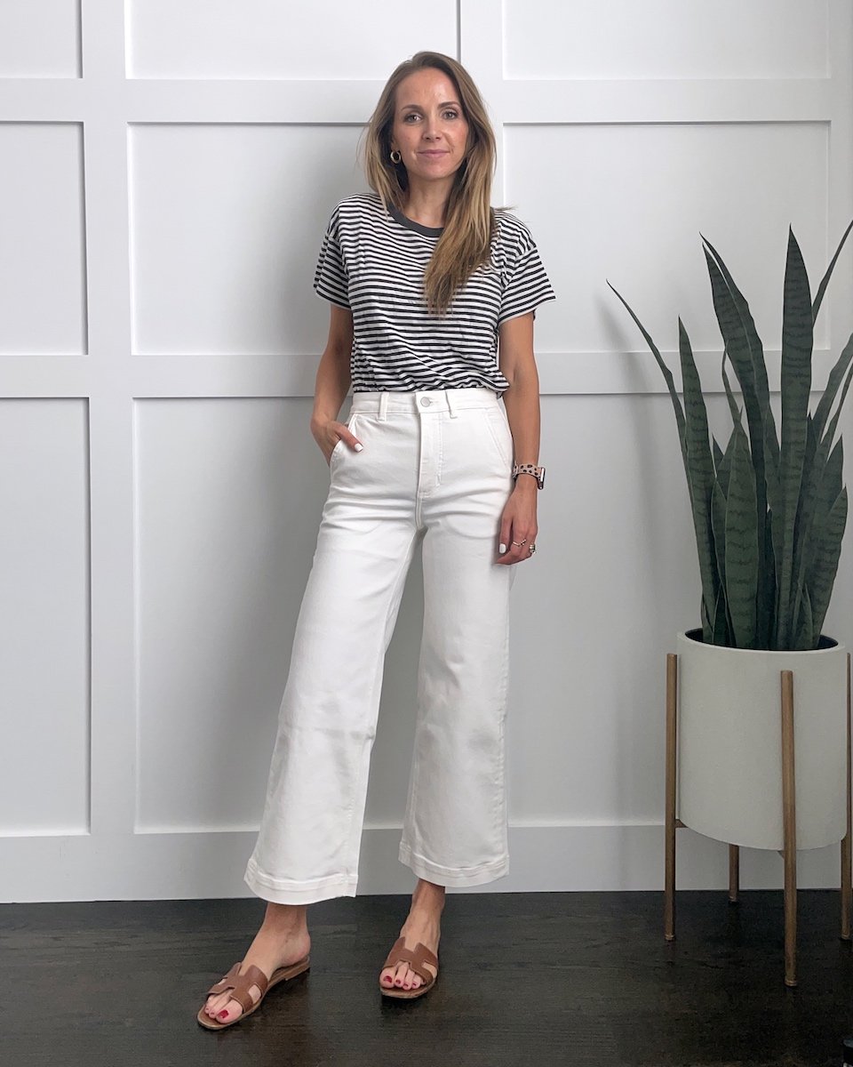 cropped wide leg pants with a t-shirt