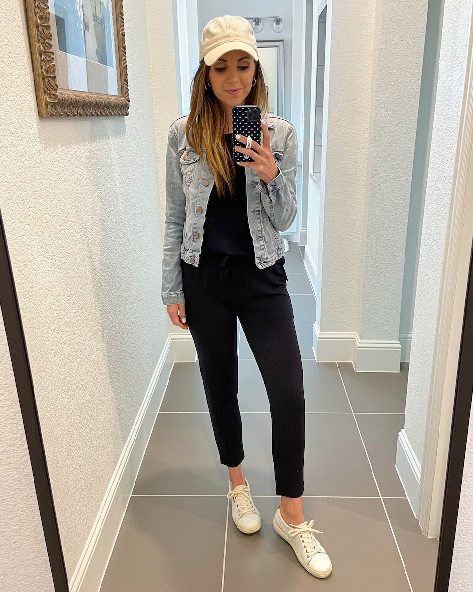 lounge set with denim jacket
