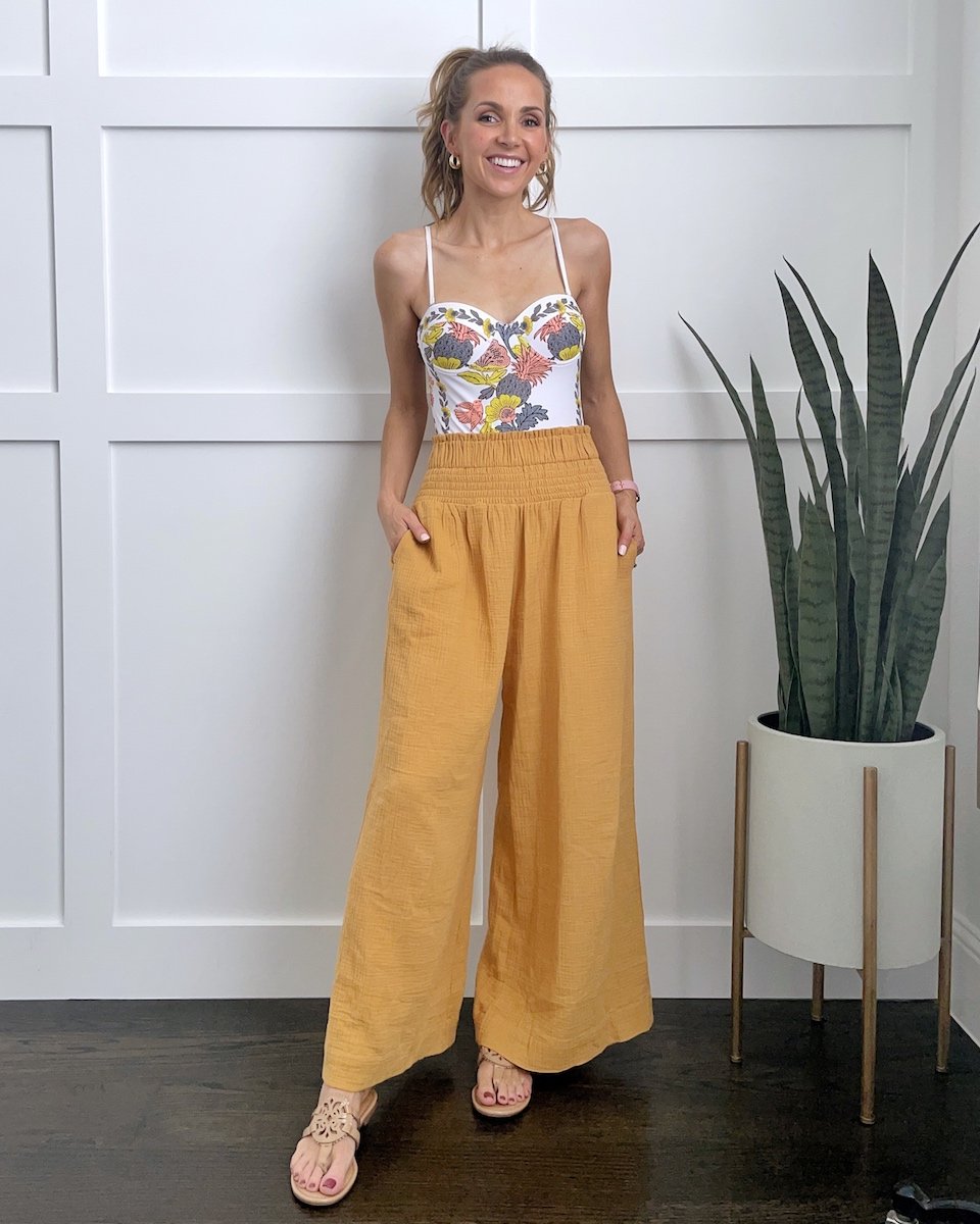wide leg pants with swimsuit