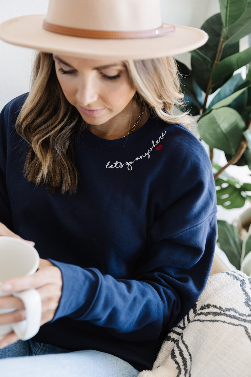 lets go anywhere sweatshirt