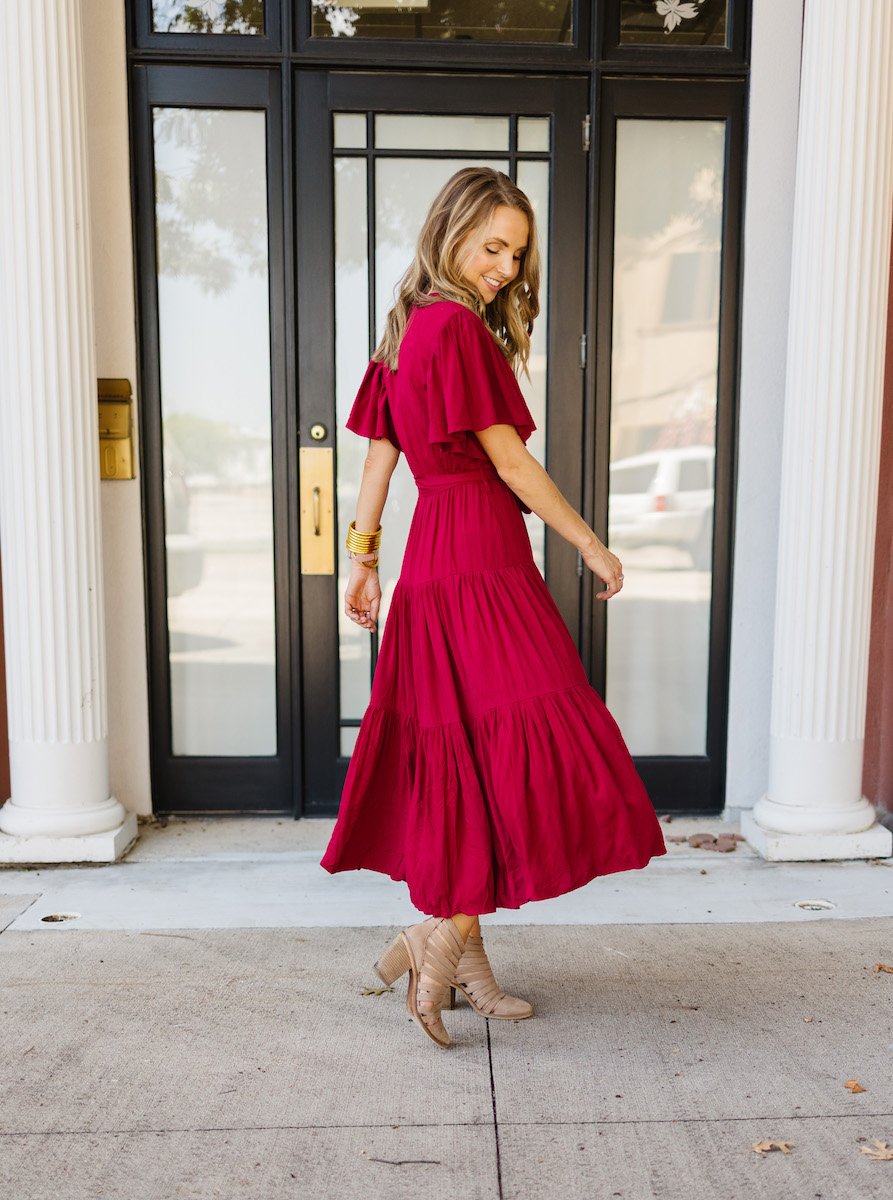 maroon petal and pup barker dress