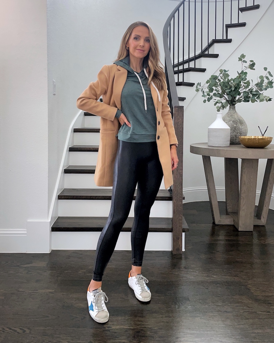 leather leggings with coat
