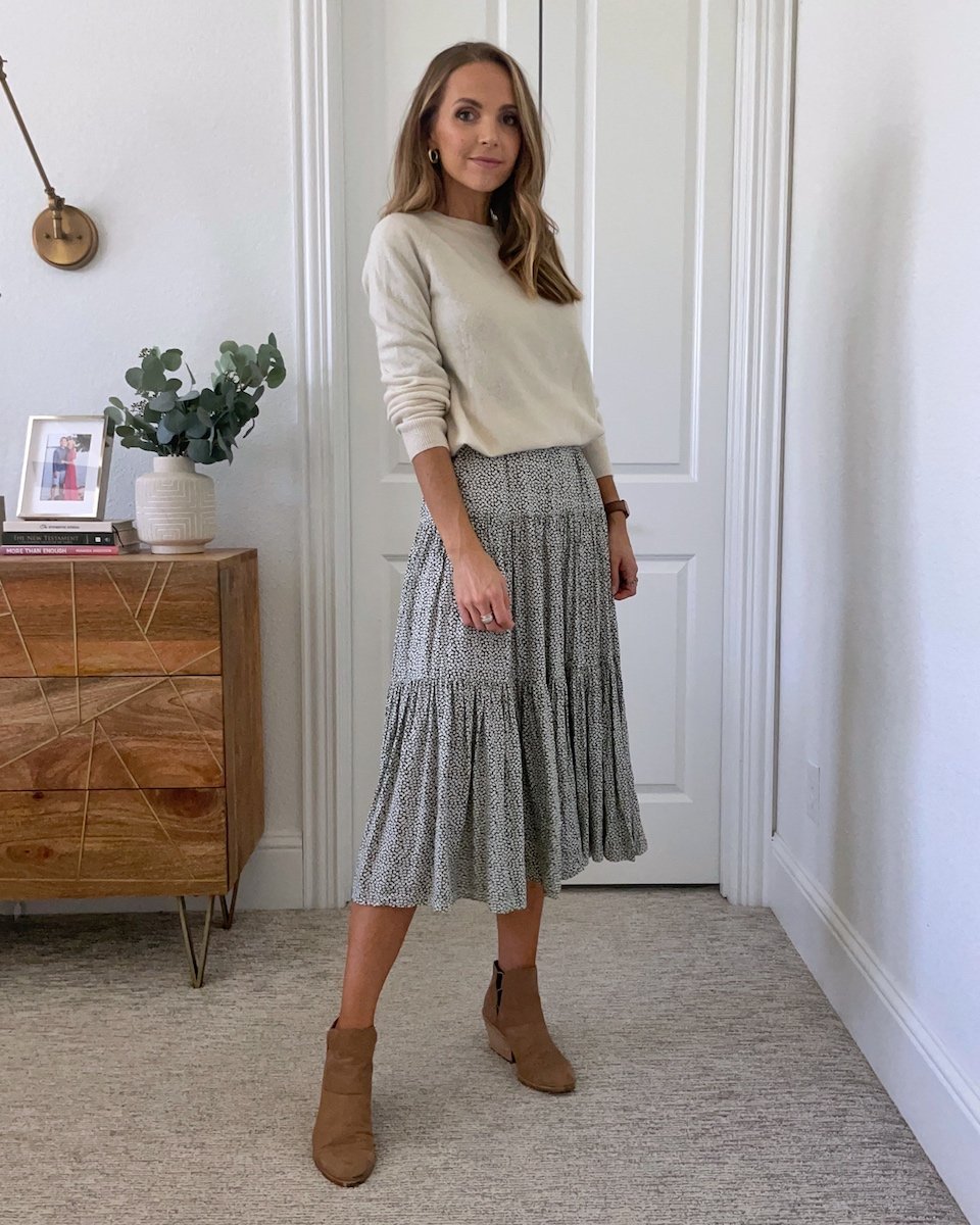 sweater belted over dress