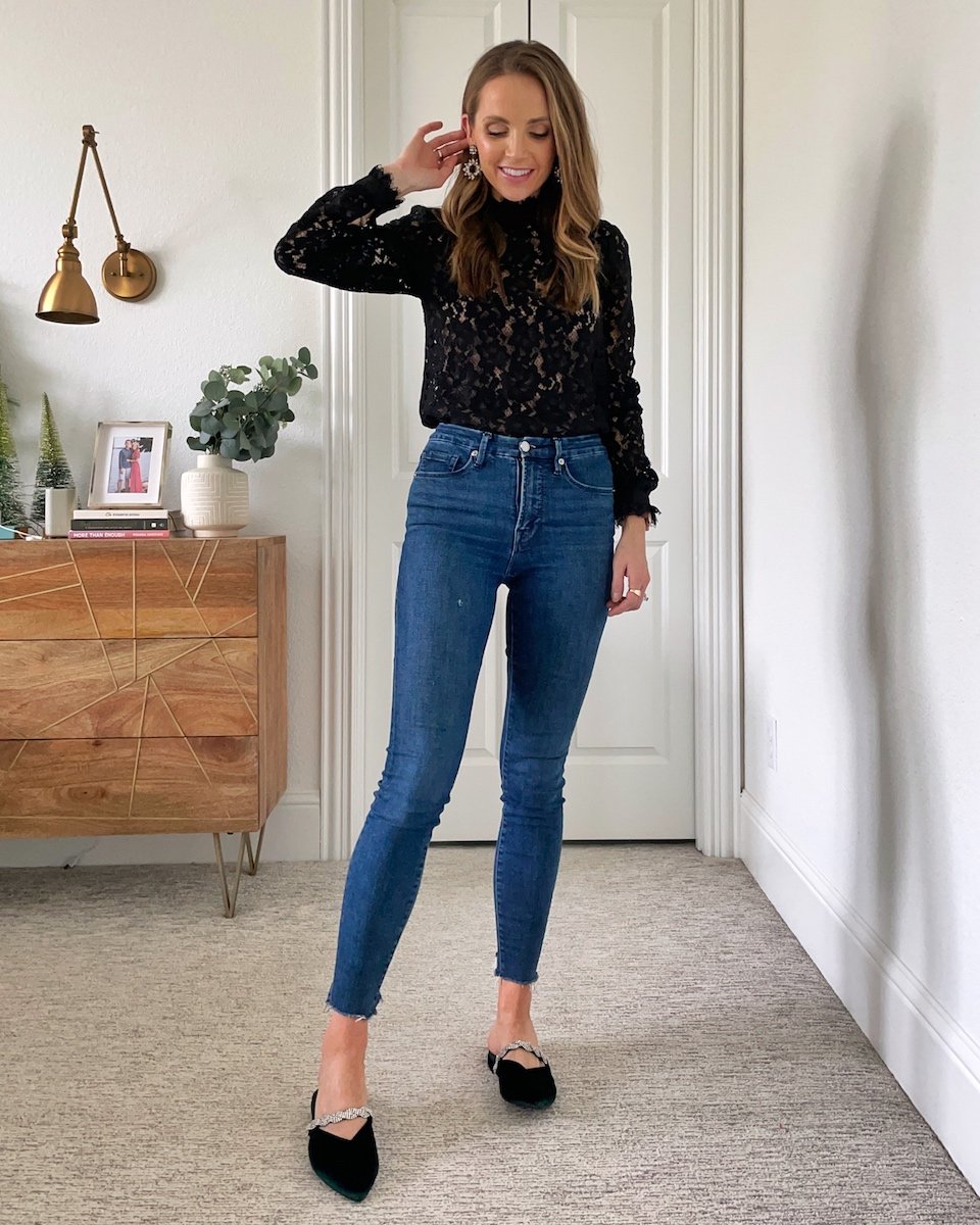 Lace top with jeans