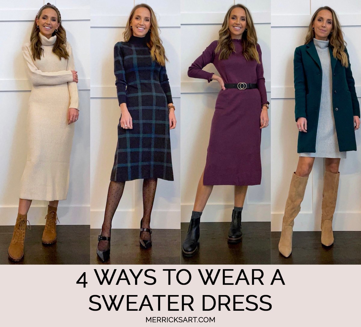 sweater dress four ways