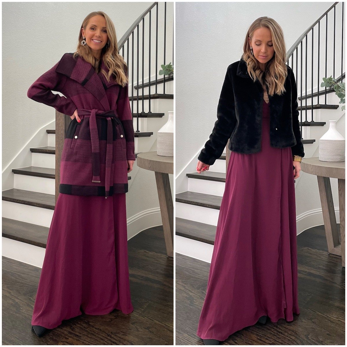 length of the coat formal dress with fur coat