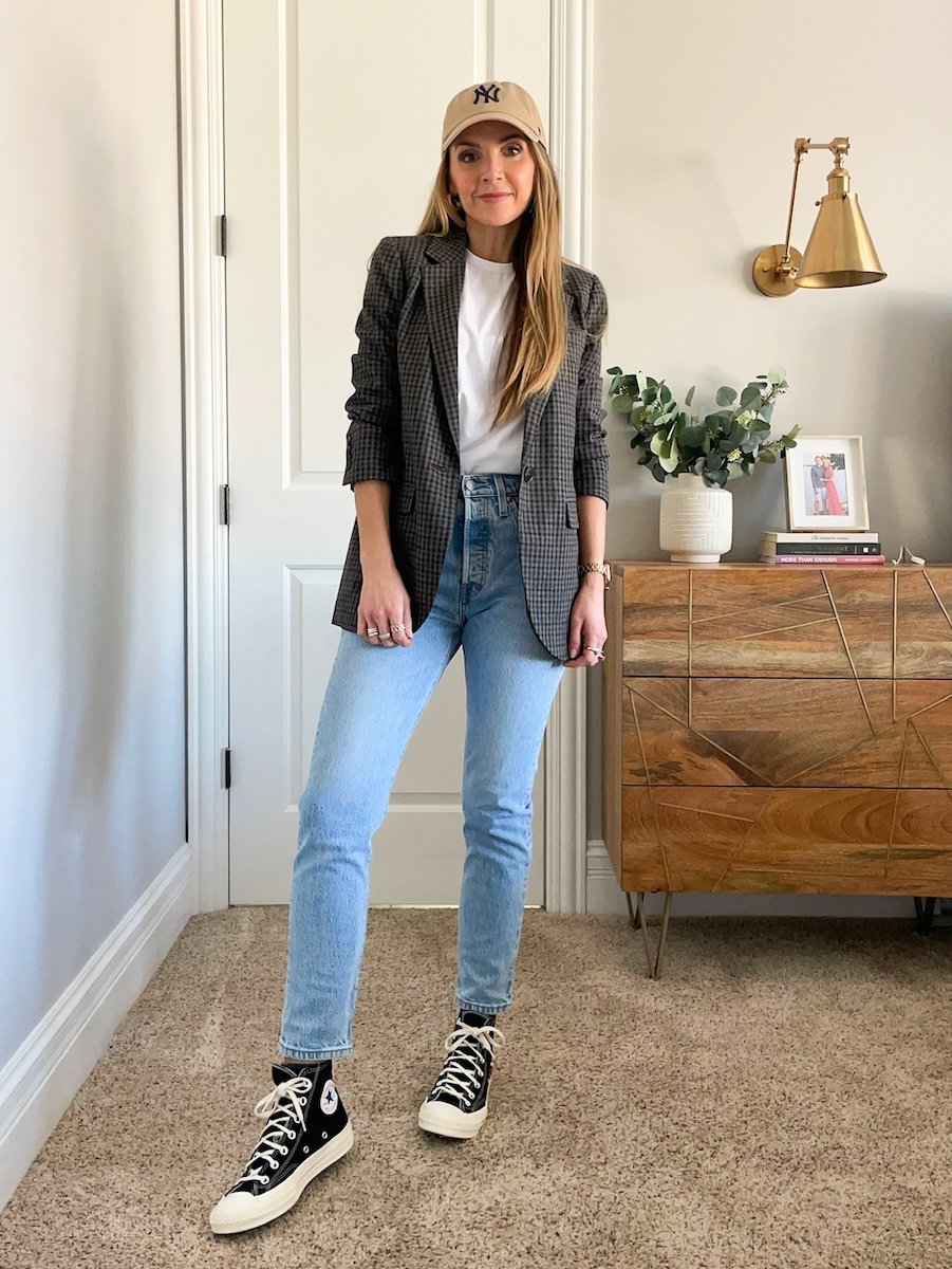 patterned blazer baseball hat