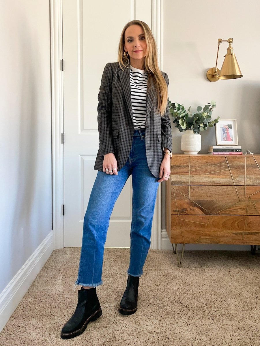 patterned blazer tee