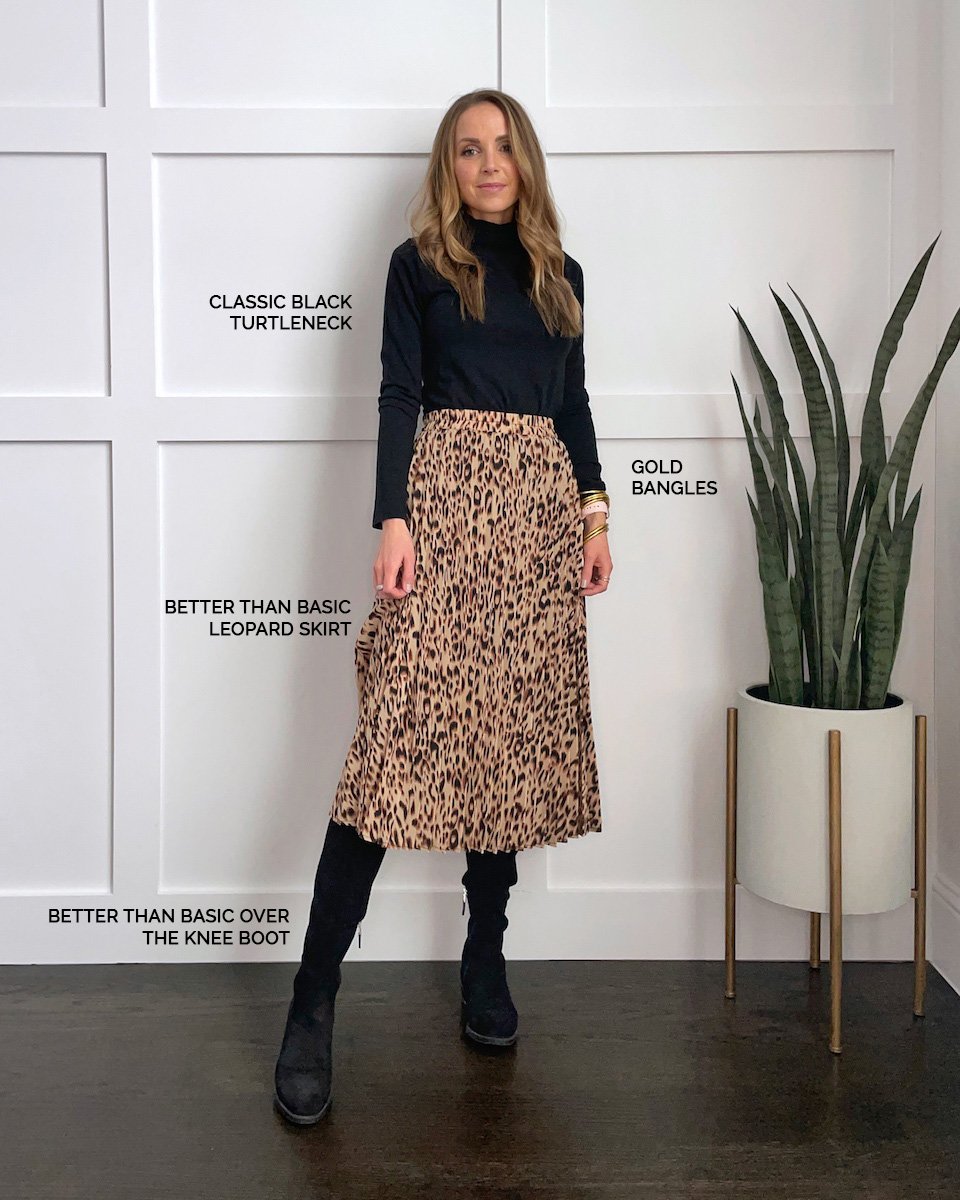 leopard skirt with black turtleneck