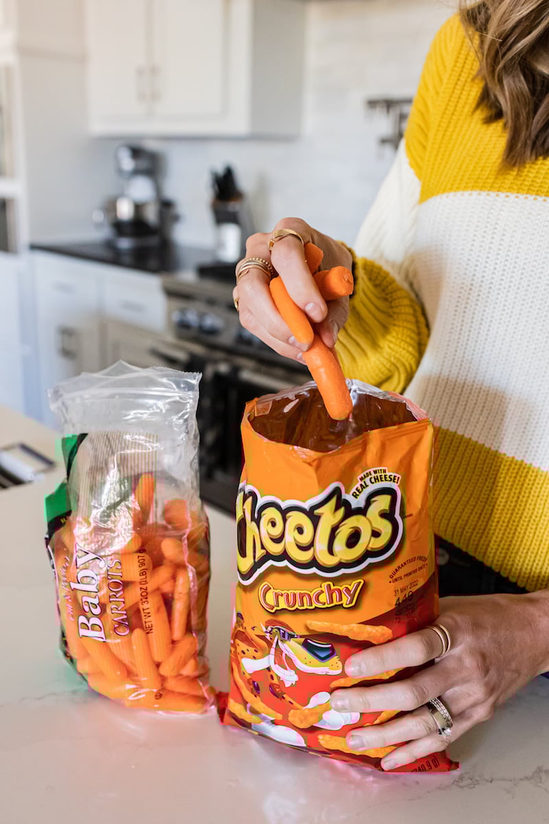 april fools jokes for kids carrots in cheetoh bag
