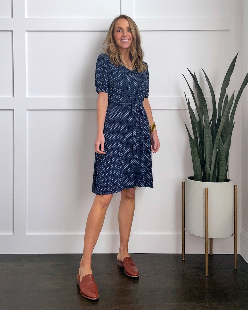 POLKA DOT MERRICK WHITE DRESS WITH MULES
