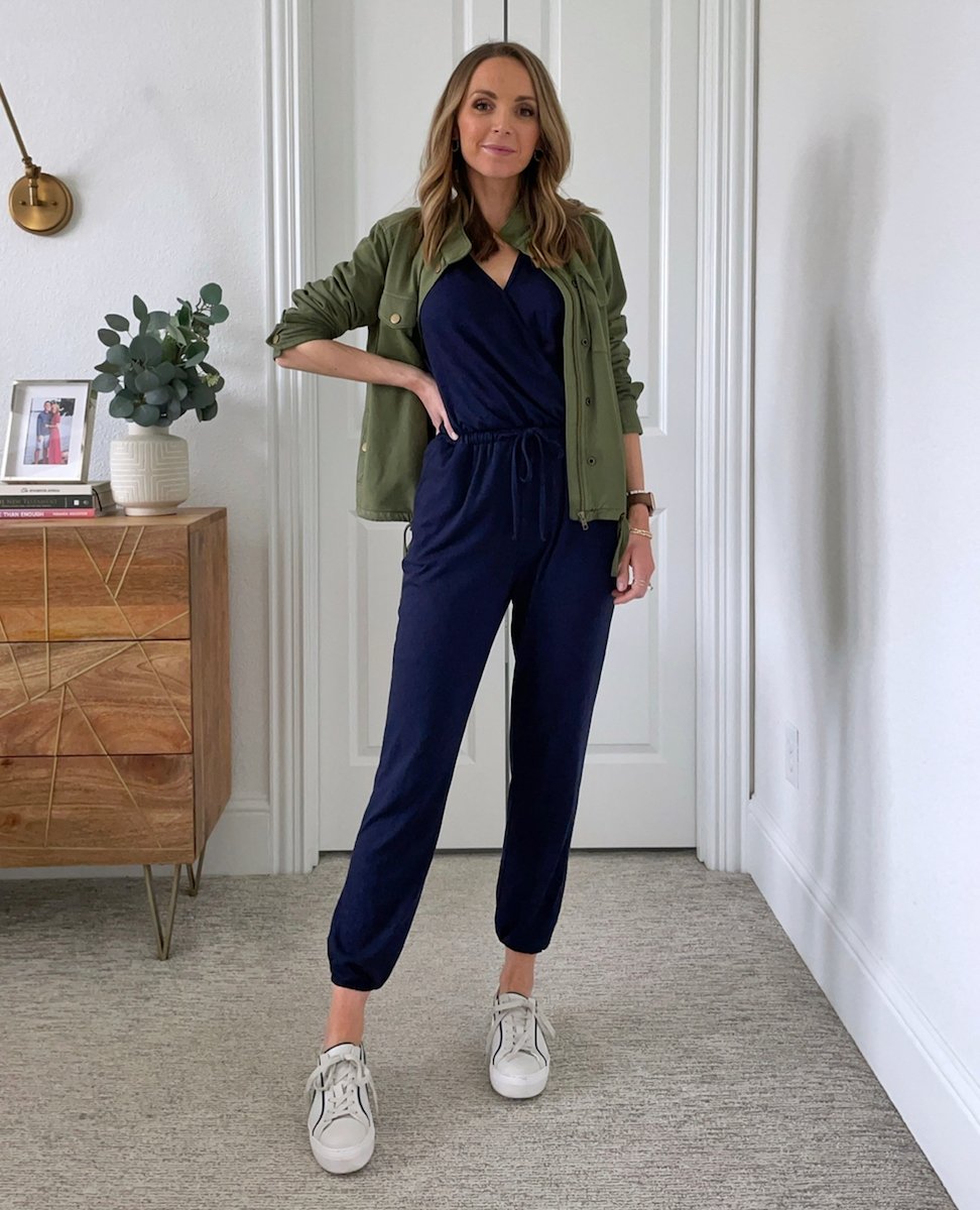 jumpsuit with sneakers