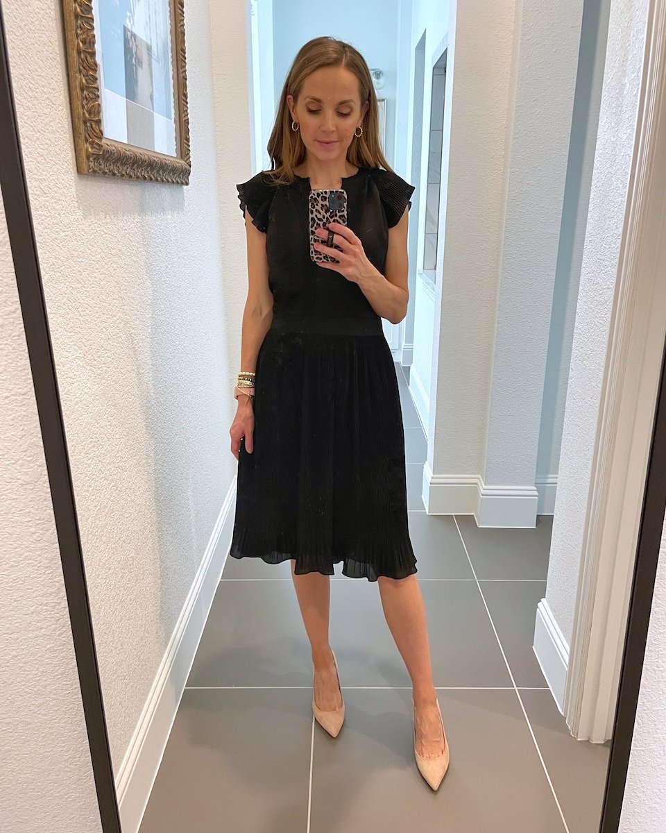 black dress with heels