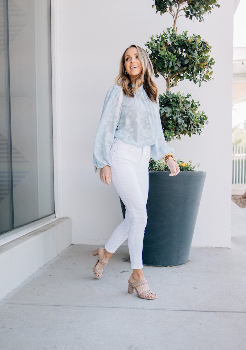 flowy top with skinny jeans