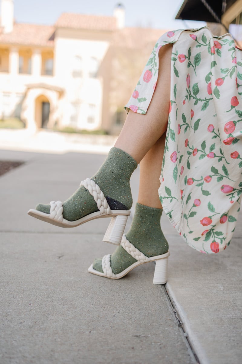 socks with sandals braided heels