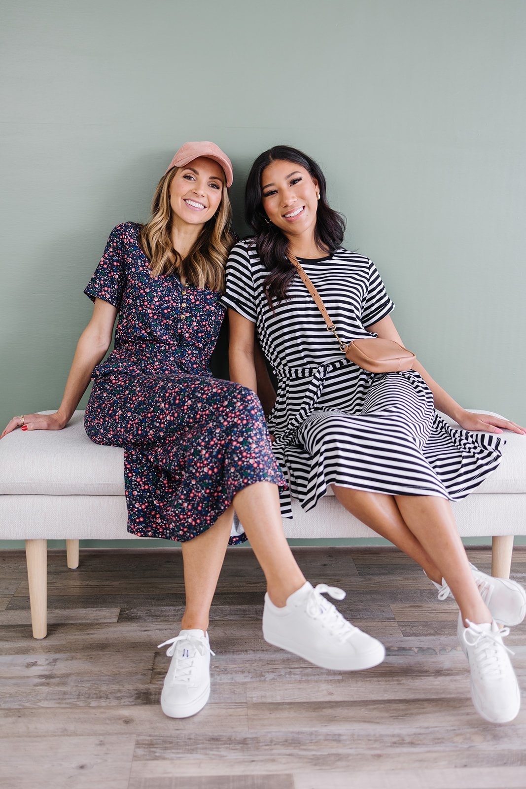 floral and stripe merrick white collection dress