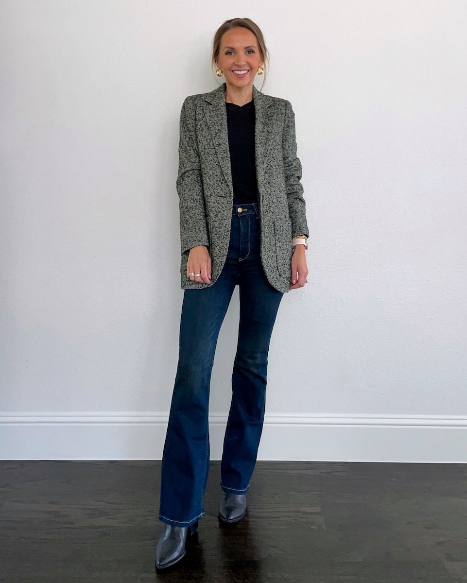 flared jeans with blazer