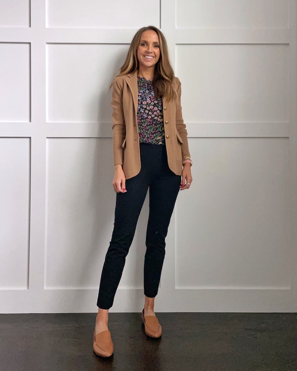 floral top and sweaterblazer