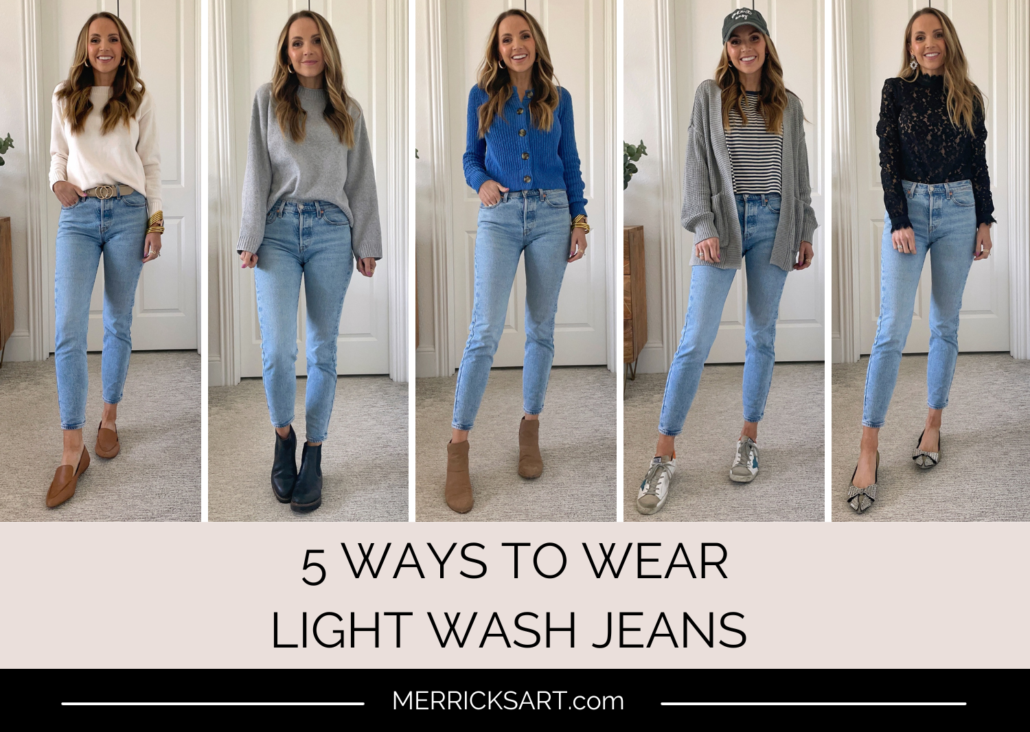 5 ways to wear light wash jeans