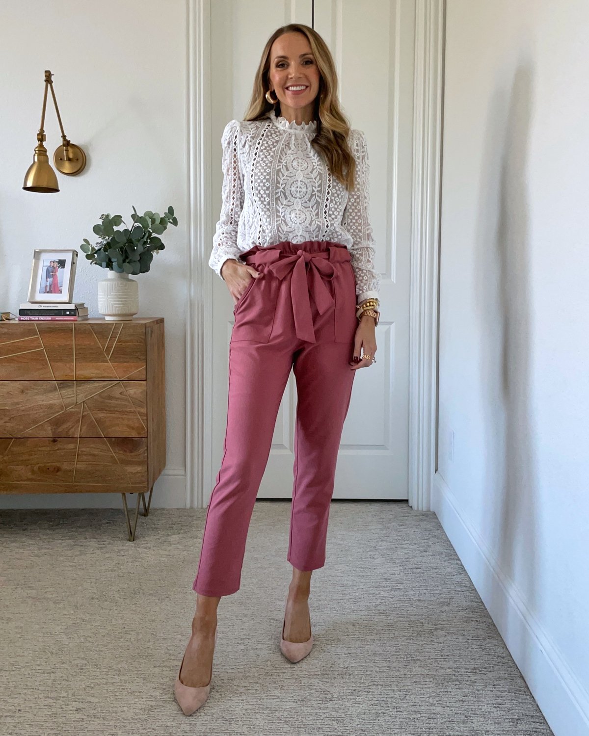 Valentine's Pink Pants White Top