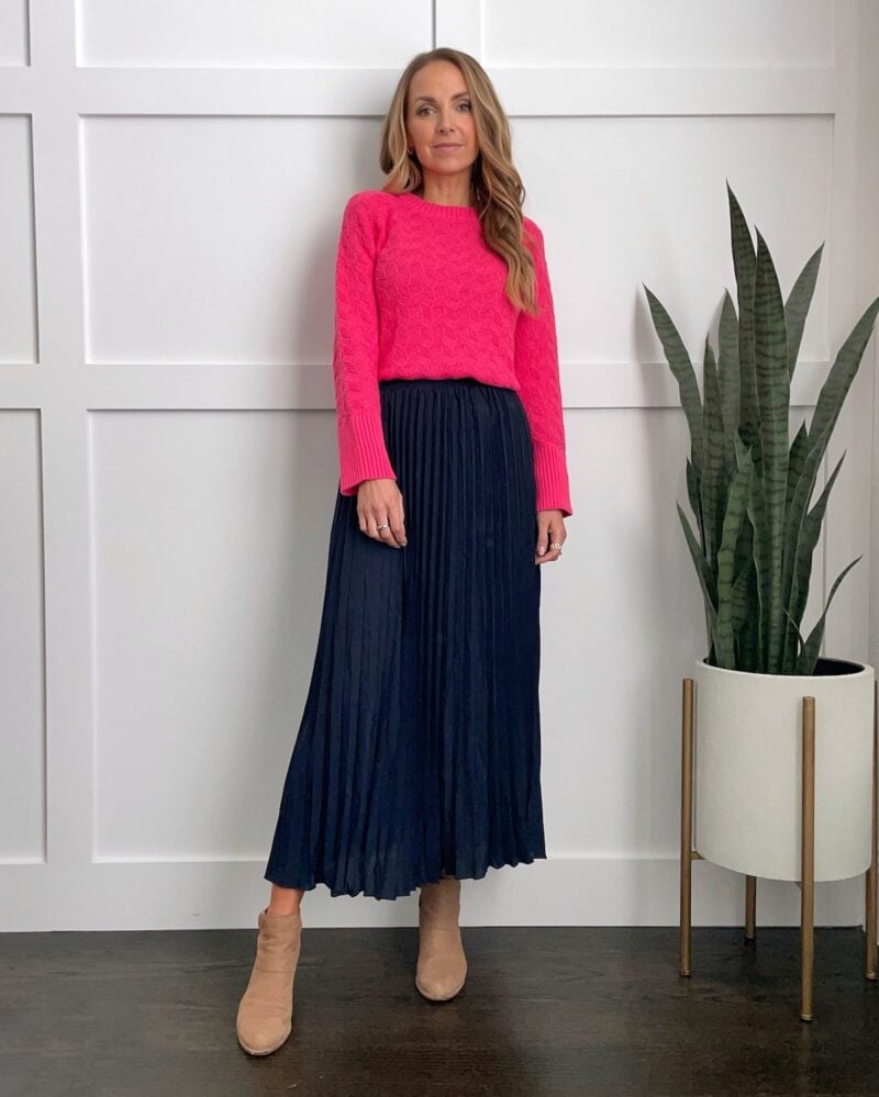 pullover sweater and skirt