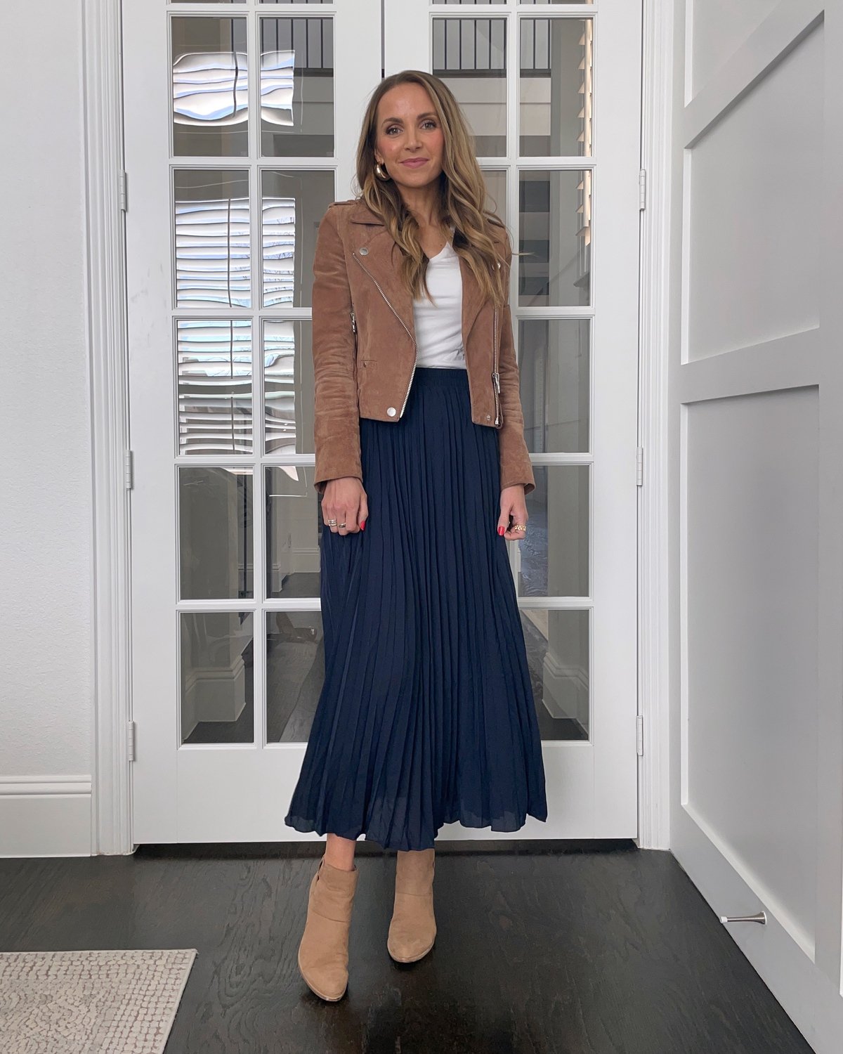 pleated skirt cropped jacket