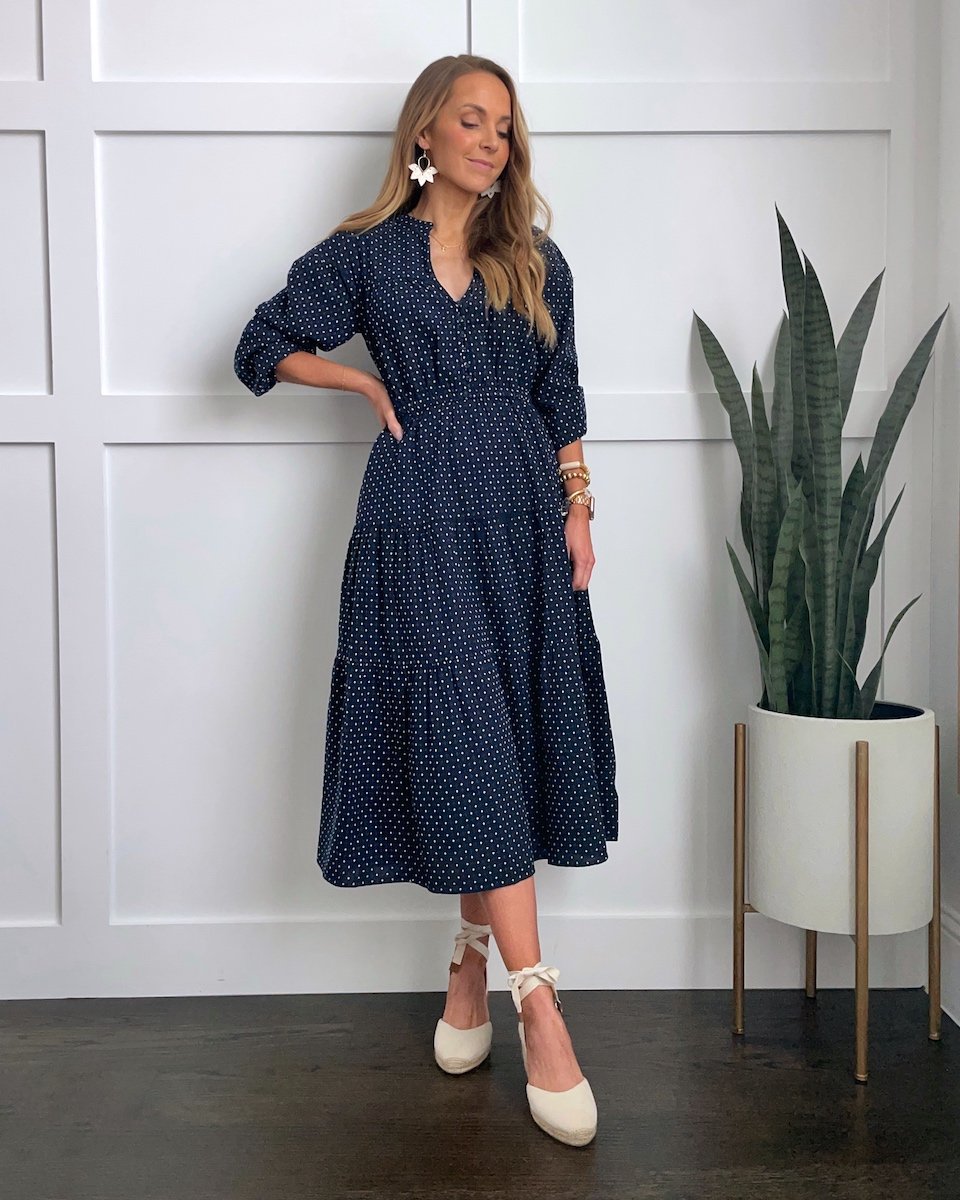 polka dot dress with espadrilles