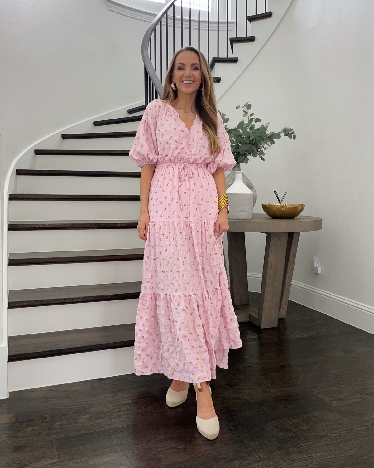 Pink Maxi Dress Espadrille Wedges